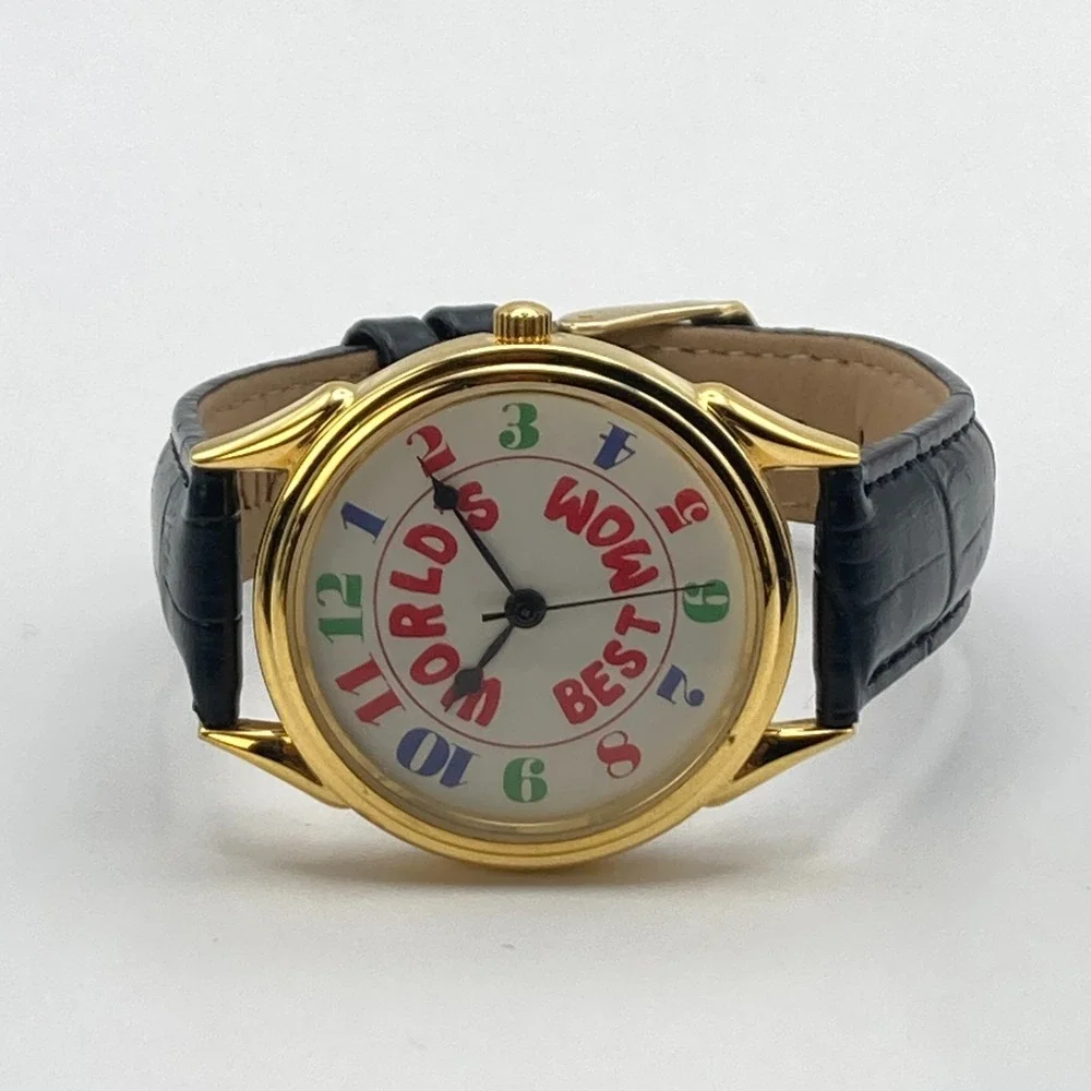 Womens Watch World's Best Mom Gold Tone 37mm Mothers Day Gift New Battery 8.75